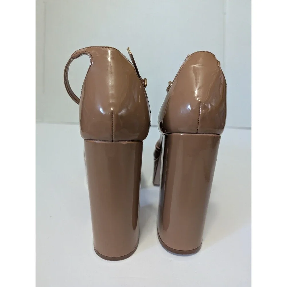 Madden Girl Womens Dion Buckle Ankle Strap Platform Heels 7.5 M Camel  (Tan)